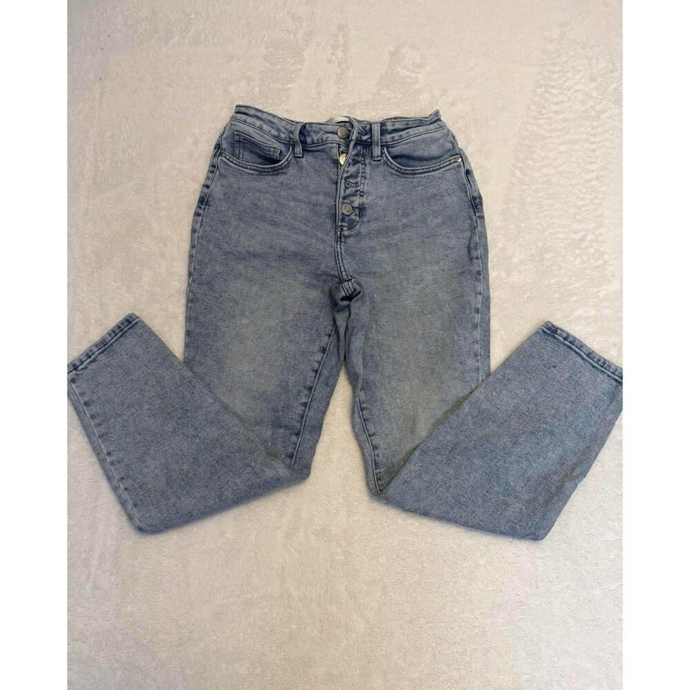 Lauren Conrad Jeans Womens 8 Blue High Rise Curvy Skinny Distressed Button Fly